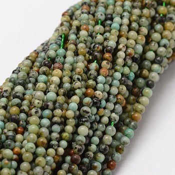 Natural African Turquoise(Jasper) Beads Strands, Round, 2mm, Hole: 0.5mm, 190pcs/strand