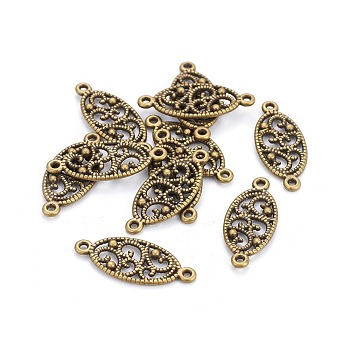 Tibetan Style Links connectors, Oval, Antique Bronze, Lead Free and Cadmium Free and Nickel Free, 27x11.5x1.5mm, Hole: 1.5mm