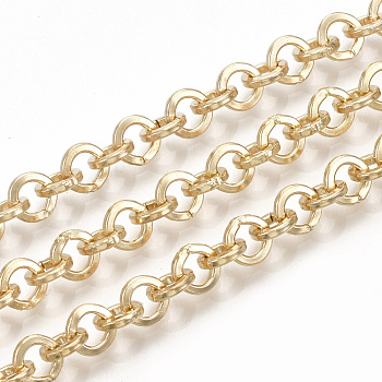 Iron Rolo Chains, Belcher Chain, with Spool, Soldered, Light Gold, 6x1mm, about 82.02 Feet(25m)/roll