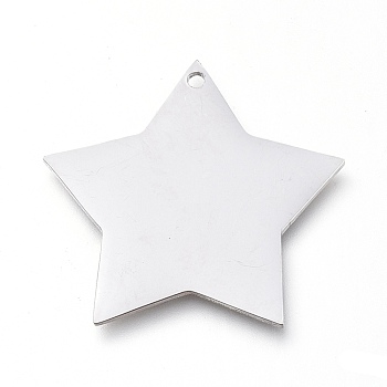 304 Stainless Steel Pendants, Manual Polishing, Stamping Blank Tag, Laser Cut, Star, Stainless Steel Color, 22x23x0.8mm, Hole: 1.2mm
