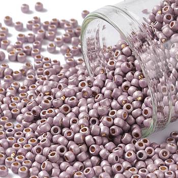 TOHO Round Seed Beads, Japanese Seed Beads, (PF554F) PermaFinish Lavender Metallic Matte, 11/0, 2.2mm, Hole: 0.8mm, about 1110pcs/10g