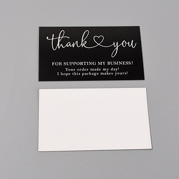 Thank You Theme Paper Card, Wedding Invitation Cards, Rectangle with Word, Heart Pattern, 54x90x0.5mm, 30pcs/bag