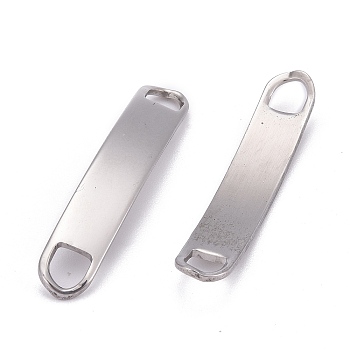 Rectangle 304 Stainless Steel Blank Tag Links connectors, Stainless Steel Color, 46x8x1mm, Hole: 5x6mm