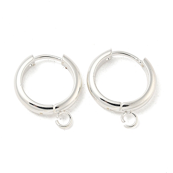 201 Stainless Steel Huggie Hoop Earring Findings, with Horizontal Loop and 316 Surgical Stainless Steel Pin, Silver, 16x3mm, Hole: 2.5mm, Pin: 1mm
