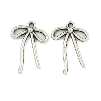 Tibetan Style Alloy Pendants, Bowknot, Antique Silver, 19x13x2mm, Hole: 1.2mm, about 2000pcs/1000g.