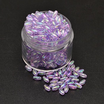 AB Color Plated Rice Electroplated Eco-Friendly Transparent Acrylic Beads, Lilac, 6x3mm, Hole: 1mm, about 17700pcs/500g