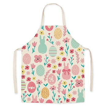 Easter Theme Flax Sleeveless Apron, with Double Shoulder Belt, Colorful, 700x600mm