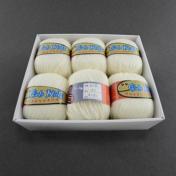 Soft Baby Yarns, with Cashmere, Acrylic Fibres and PAN Fiber, White, 2mm, about 50g/roll, 6rolls/box