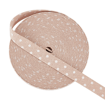 10 Yards Polycotton Ribbons, Garment Accessories, Polka Dot Pattern, Wheat, 3/8 inch(10mm)