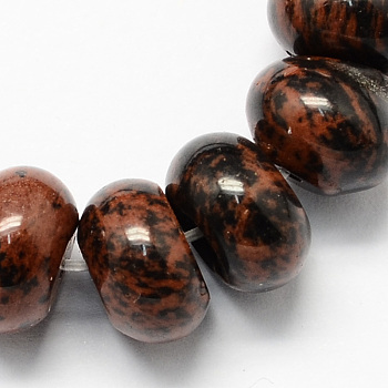 Natural Mahogany Obsidian Beads Strands, Rondelle Shaped, Coconut Brown, 8x5mm, Hole: 1mm, about 60~65pcs/strand, 15.7 inch