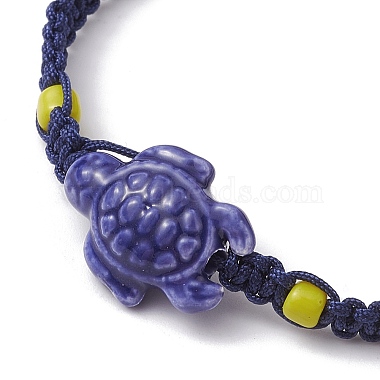 Porcelain Tortoise Braided Bead Bracelets(BJEW-JB10058-01)-3