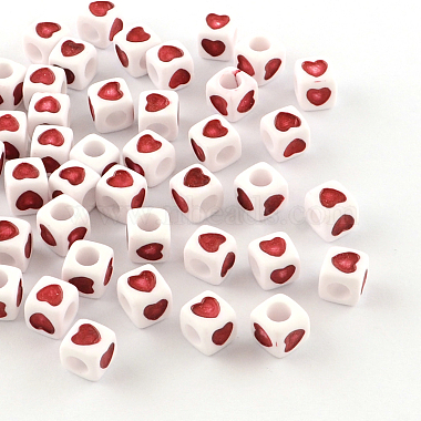7mm Red Square Acrylic Beads