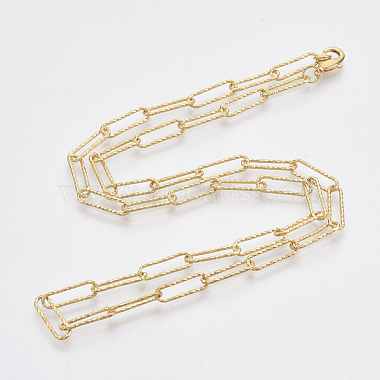 Brass Textured Paperclip Chain Necklace Making(MAK-S072-02A-G)-2