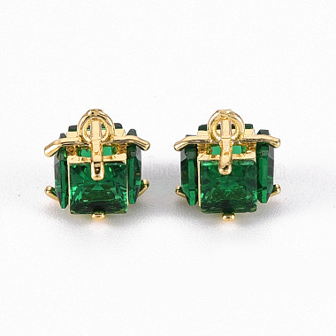 Real 18K Gold Plated Green Cube Brass+Glass Charms