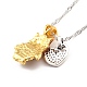 Two Tone Owl and Heart Pendant Necklace(NJEW-I113-15PG)-3