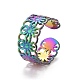 Rainbow Color Ion Plating(IP) 304 Stainless Steel Sunflower Open Cuff Ring for Women(RJEW-A005-42MC)-2