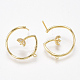 Brass Cubic Zirconia Stud Earring Findings(KK-S350-422G)-2