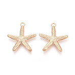 Rack Plating Alloy Pendants, Starfish Charms, Light Gold, 33x30x5mm, Hole: 2.8mm(PALLOY-N181-17KCG)