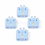 Transparent Acrylic Beads, with Enamel, Rabbit, Light Sky Blue, 24x22x8mm, Hole: 3mm(ACRC-S039-10A)