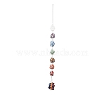 7 Chakra Gemstone Hanging Decorations, Yoga Meditation Hanging for Wall Home Decor Car Window Hanging Ornament, White, 320~330mm(HJEW-JM00805-04)
