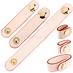 6Pcs 3 Styles Cowhide Leather Cable Straps with Golden Metal Snap Button, Cord Organizer, for Fixing Leather Bag Handle, PeachPuff, 64~110x13~14.5x2~5.5mm, 2pcs/style(FIND-CL0001-73A)