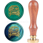Wax Seal Stamp Set, Sealing Wax Stamp Solid Brass Head,  Wood Handle Retro Brass Stamp Kit Removable, for Envelopes Invitations, Gift Card, Car Pattern, 83x22mm(AJEW-WH0208-711)