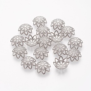 Multi-Petal 304 Stainless Steel Flower Bead Caps, Fancy Bead Caps, Stainless Steel Color, 10x4mm, Hole: 1.2mm(STAS-L205-08P)