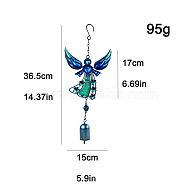 Iron Angel Pendant Decorations, Bell Tassel Wind Chime for Garden Outdoor Courtyard Balcony Hanging Decoration, Blue, 165x150mm(PW-WG27BA0-02)