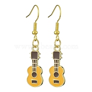 Golden Alloy Enamel Dangle Earrings, Guitar, Gold, 43x9.5mm(EJEW-JE05653-05)