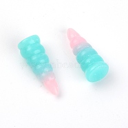 Resin Cabochons, Two Tone, DIY Accessories, Horn, Cyan, 25.5x10x9mm(RESI-WH0014-43F)