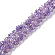 Transparent Electroplate Glass Beads Strands, Faceted, Round, AB Color Plated, Medium Purple, 6x5.5mm, Hole: 1.2mm, about 70pcs/strand, 14.84 inch(37.7cm)(EGLA-F160-02E)