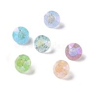 Crackle Moonlight Style Glass Rhinestone Cabochons, Pointed Back, Diamond, Mixed Color, 8.1x5.6mm(X-RGLA-J014-C-IO)