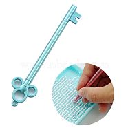 Key Shape Plastic Diamond Painting Point Drill Pen, Painting Craft Accessories Embroidery Tool, Light Sky Blue, 14.9x3.45x0.8cm, Hole: 4mm(AJEW-M028-02A)