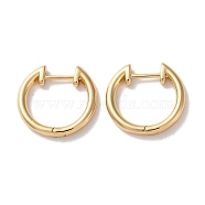 Lock Brass Huggie Hoop Earrings for Women, Real 18K Gold Plated, 17x2.5mm(EJEW-B056-14G)