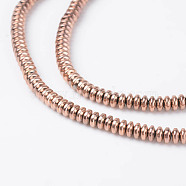 Non-Magnetic Synthetic Hematite Beads Strands, Disc, Rose Gold Plated, 4x2mm, Hole: 1mm, about 201pcs/strand, 15.7 inch(X-G-D801-03)