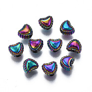 Rack Plating Rainbow Color Alloy Beads, Cadmium Free & Nickel Free & Lead Free, Heart, 5.5x6x4.5mm, Hole: 1.6mm(PALLOY-S180-341)