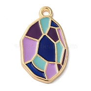 Zinc Alloy Enamel Pendants, Golden, Oval Charm, Purple, 29x17x2mm, Hole: 3mm(ENAM-Z013-01C-01)