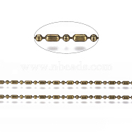 Brass Ball Chains, Ball & Bar Faceted Beaded Chains, Long-Lasting Plated, Soldered, with Spool, Cadmium Free & Nickel Free & Lead Free, Antique Bronze, 3.8x2mm and 2mm, about 16.4 Feet(5m)/roll(X-CHC-S008-010C-AB)