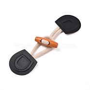 Wood Button, Imitation Leather Horn Toggle Button, Sewing Accessories, Black, 95x42x12mm(BUTT-WH0014-17B)