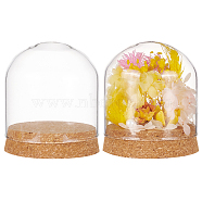 Glass Dome Cover, Decorative Display Case, Cloche Bell Jar Terrarium with Cork Base, Arch, Clear, 80x91mm(AJEW-WH0165-40C)