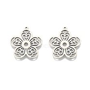 Non-Tarnish 201 Stainless Steel Pendants, Flower, Stainless Steel Color, 27x25.5x1.5mm, Hole: 1.4mm(STAS-N098-095P)