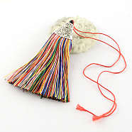Polyester Tassel Pendant Decorations with Antique Silver CCB Plastic Findings, Colorful, 80x20x11mm(AJEW-R054-03)