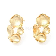 Brass Stud Earring Findigs, with Vertical Loops, Lotus Leaf, Real 18K Gold Plated, 23x15.5mm, Hole: 1mm(KK-F855-25G)
