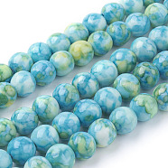 Synthetic Ocean White Jade Beads Strands, Round, Dyed, Turquoise, about 6mm in diameter, hole: 0.8mm, 66pcs/strand(G-B367-2)