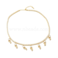 Brass Micro Pave Clear Cubic Zirconia Choker Necklaces, with Cup Chains, Rabbit, Real 18K Gold Plated, 15.74 inch(40cm)(NJEW-H308-02G)