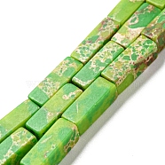 Synthetic Imperial Jasper Dyed Beads Strands, Rectangle, Green Yellow, 13~13.5x4~4.5x4~4.5mm, Hole: 1.4mm, about 28~29pcs/strand, 14.49''~14.96''(36.8~38cm)(G-D077-C01-12)