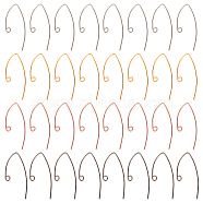 SUPERFINDINGS 80Pcs 4 Colors Brass Earring Hooks, Ear Wire, with Horizontal Loop, Mixed Color, 29x15mm, Hole: 2mm, 22 Gauge, Pin: 0.6mm, 20Pcs/color(KK-FH0004-45)