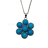 Synthetic Turquoise Flower Pendant Necklace(FO7861-10)
