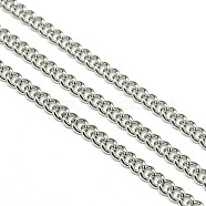 304 Stainless Steel Curb Chains, Unwelded, Stainless Steel Color, 4x3x2mm(STAS-M032-4mm-51P)