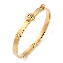 Lion 304 Stainless Steel Hinged Bangles for Women, Real 18K Gold Plated, 1/2 inch(1.2cm), Inner Diameter: 2-3/8x1-7/8 inch(6.1x4.8cm)(BJEW-K263-02G)